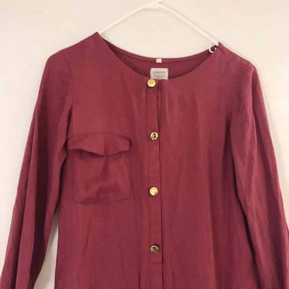 Vintage mauve burgundy button down dress - Picture 2 of 4